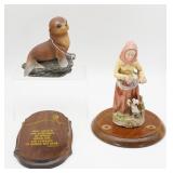 Homco Baby Seal, Old Woman Fruit Basket &