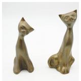 Mid Century Modern Brass Siamese Cat Figurines