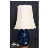 MCM Hand Blown Blenko Glass Cobalt Blue Lamp
