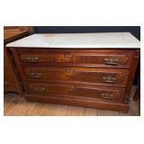 Antique Eastlake Walnut Dresser w/Marble Top