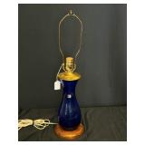 Blenko Cobalt Blue Genie Bottle Table Lamp
