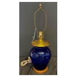 MCM Hand Blown Blenko Glass Cobalt Blue Lamp