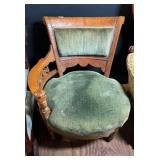 Victorian Eastlake Style Parlor Chair Green