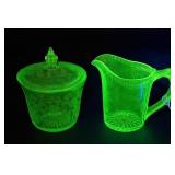 Jeannette Glass Floral Poinsettia Green Depression