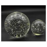 Pair of Controlled Bubble Glass Paperweights