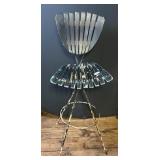 Mid Century Distressed Slatted Bar Stool