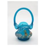 Fenton Turquoise Satin Ocean Life Hand Painted