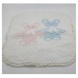 Pink & Blue Vintage Teddy Bear Baby Doll Quilt