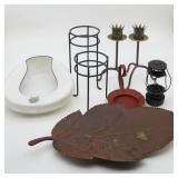 Box Lot ~ Bed Pan, Metal Leaf Dï¿½cor, Candle