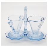 Cambridge Glass Willow Blue Decagon Creamer &