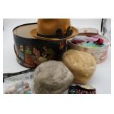 Collection of Ladies Hats, Thread Spools and Etc.