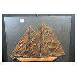 Mid Century Modern String Art Nautical Ship