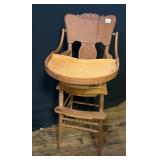 Victorian Tiger Oak High Chair Missing Seat