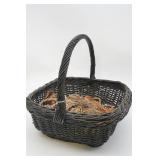 Black Painted Basket w/Assorted Tassels