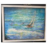 Framed Sailboat Seascape by dePierre