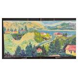 Hills & Village Landscape Oil on Canvas by