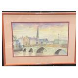 European Cityscape Watercolor Painting by