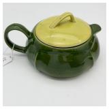 Green & Yellow Pottery Teapot w/Lid