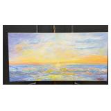 Ocean Sunset Seascape Oil on Canvas by