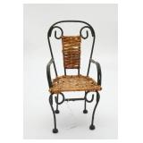 Wrought Iron Doll Chair Woven Wicker Seat