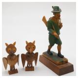 Mid Century Danish Style Wooden Owl Figures &