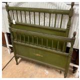 Green Painted Twin Metal Bed ( No Rails)