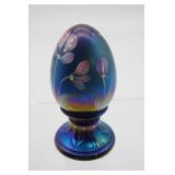 Fenton Art Glass Hand Painted Blue Egg