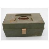 Fishing Tackle Box w/Contents Green Plastic