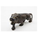 Hand Carved Ebony Wood Lion Figurine As Is