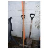 RAKE, HOE & 2 SHOVELS