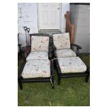 PAIR OF SOLID WOOD OUTDOOR CHAIRS