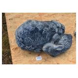 CEMENT RABBIT W/ PLAQUE