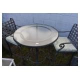 ETHAN ALLEN CAST IRON PUB TABLE & 2 CHAIRS