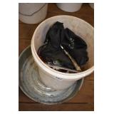 BUCKET OF TOOLS & PAN