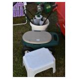 STEP 2 ROLLING GARDEN STOOL W/TOOLS, STEP STOOL.