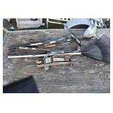 TOOL LOT, RAKE, JACK, LIGHT & ETC