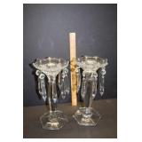 PAIR CRYSTAL CANDLE STICK HOLDERS