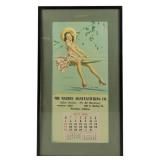Vintage Framed 1946 Pin-Up Girl Calendar