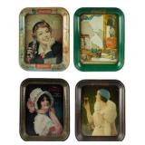 Lot Of 4 Vintage Metal Coca Cola Advertising Trays