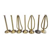 Lot of 7 Brass Theater Stanchions & Ropes
