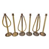 Lot of 6 Brass Theater Stanchions & Ropes