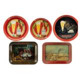 Lot Of 5 Vintage Budweiser Metal Advertising Trays
