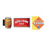 Lot of 3 Metal Beverage 2 Sided Flange Signs