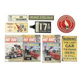 Vintage Visable Gas Pump Price Box & 8 Metal Signs
