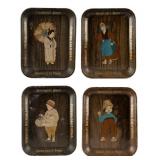 Lot Of 4 Vintage Humboldt Metal Beer Trays