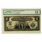 Currency 1899 $2 Silver Certificate  PMG 15