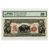 Currency 1901 $10  United States Note PMG 30 Bison