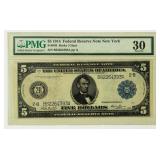 Currency 1914 $5 Federal Reserve Note  PMG 30