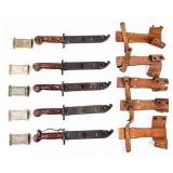 Knife Lot Of 5 AK Type Bayonets With Sheaths