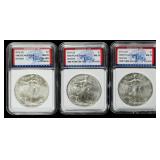 Coin (3) 2014-S American Silver Eagles IGS MS70